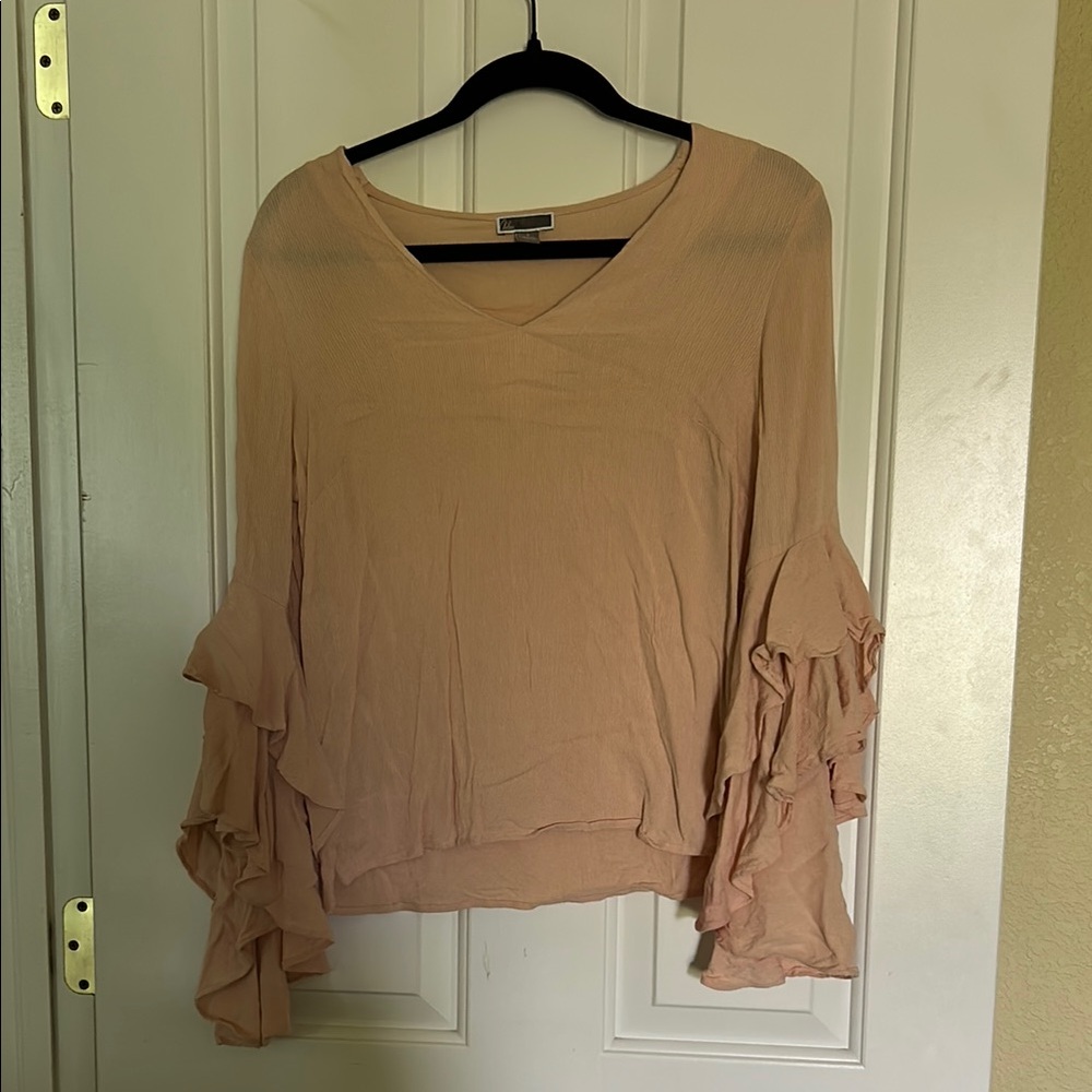 Chelsea28 Pink Ruffled Bell Sleeve Blouse